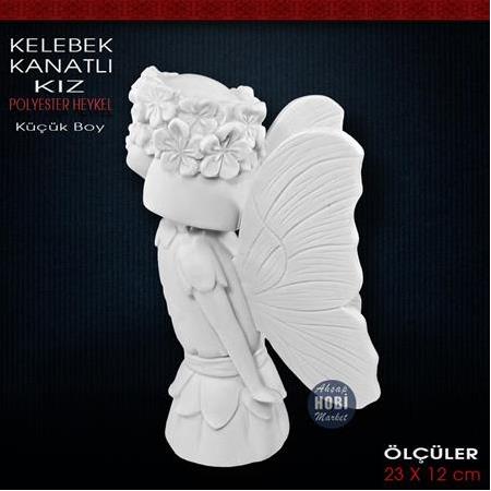Kelebek Kanatlı Kız Küçükı Boy (23x12 cm) Ham Polyester