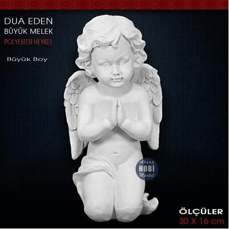 Dua Eden Büyük Melek Heykeli (30x16 cm) Ham Polyester