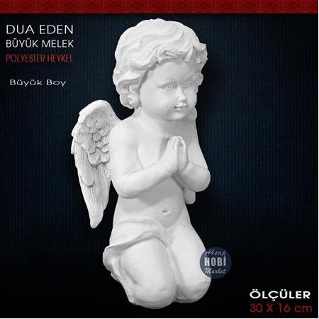 Dua Eden Büyük Melek Heykeli (30x16 cm) Ham Polyester
