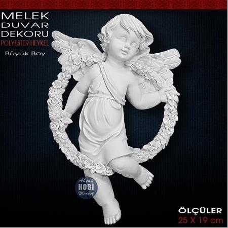 Melek Duvar Dekoru Büyük Boy (25x19 cm) Ham Polyester