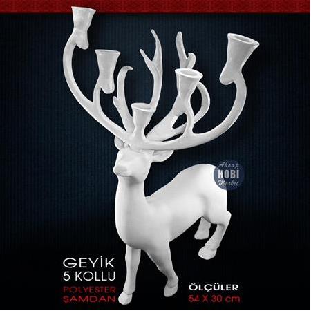 Zarif Geyik Şamdan Mumluk (54x30 cm) Ham Polyester
