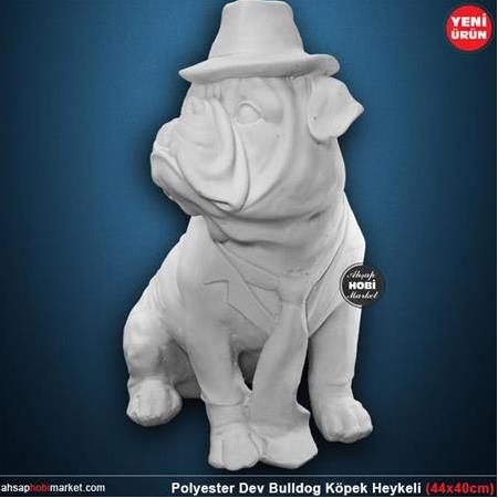 Polyester Şapkalı Bulldog Köpek Heykeli (44x40cm)