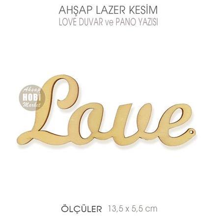 Love Duvar Yazısı (13,5x5,5 cm) Ahşap Lazer Kesim