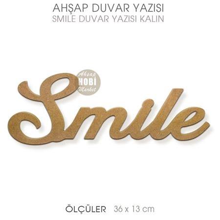 Smile Gülümse Duvar Yazısı Kalın Pano (35x13 cm)