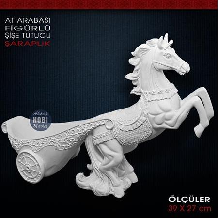 At Arabası Figürlü Şişe Tutucu Şaraplık (39x27 cm) Ham Polyester