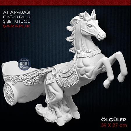 At Arabası Figürlü Şişe Tutucu Şaraplık (39x27 cm) Ham Polyester