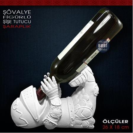 Şövalye Figürlü Şaraplık Şişe Tutucu (26x18 cm) Ham Polyester