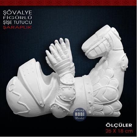 Şövalye Figürlü Şaraplık Şişe Tutucu (26x18 cm) Ham Polyester