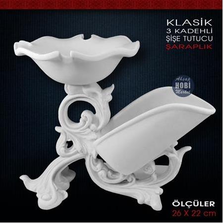Dekoratif Klasik Şaraplık (26x22 cm) Ham Polyester
