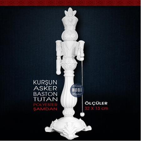 Kurşun Asker Şamdan Majör Sopa Tutan (32x13 cm) Ham Polyester
