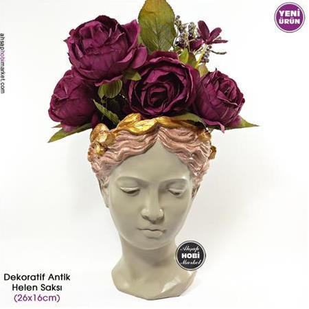 Dekoratif Antik Helen Saksı Parlak Pastel (26x16cm)