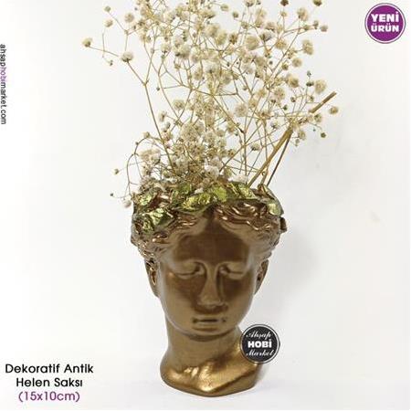Dekoratif Antik Helen Saksı Gold (15x10cm)
