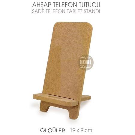 Ahşap Cep Telefon Tablet Tutucu Sade Düz (19x9 cm)